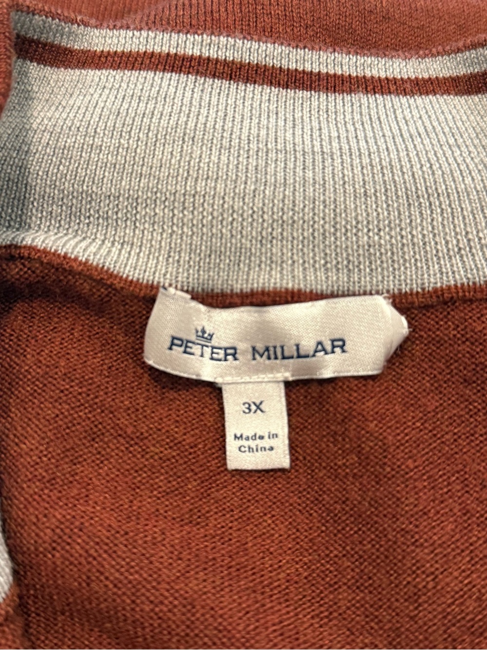 Peter Millar Men's Zip-Neck Sweater in Rust - Picture 3 of 4